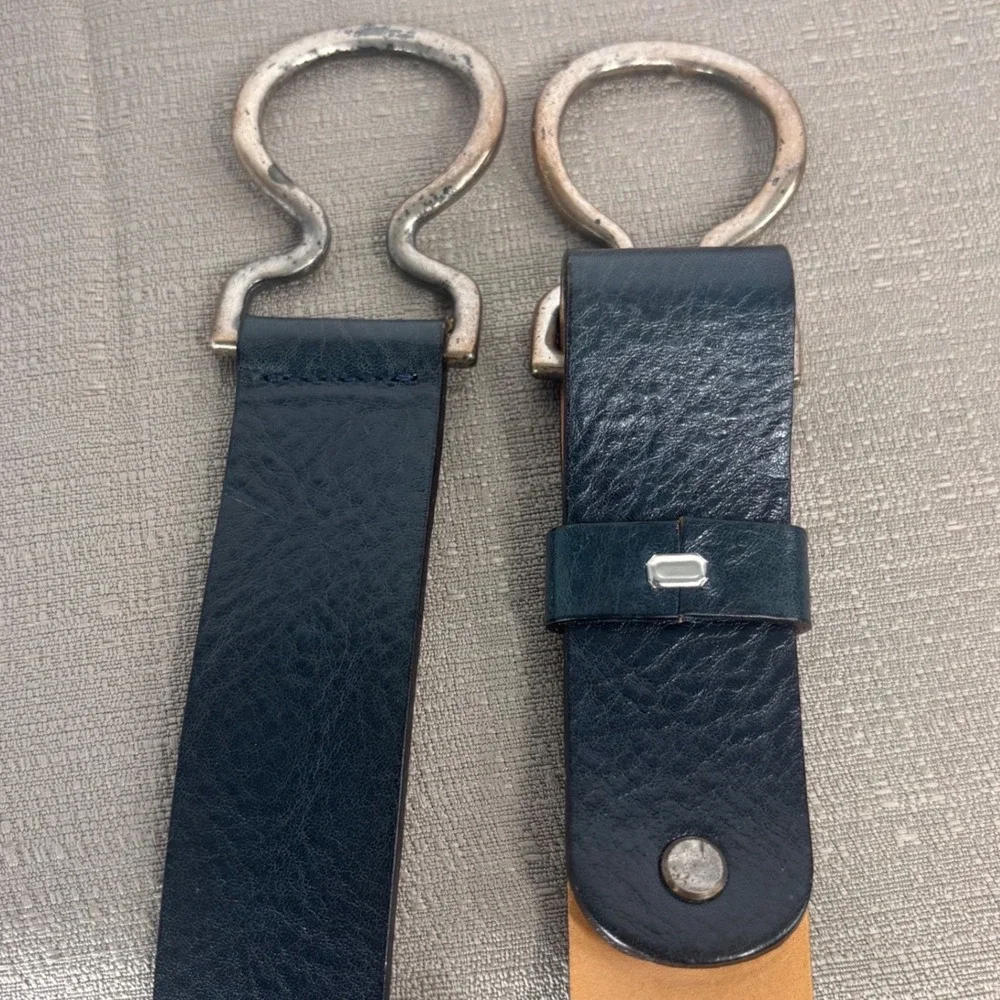Banana Republic Leather Belt Womens M Navy Blue Good Equestrian